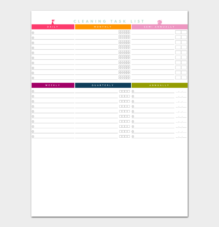 Weekly Cleaning Checklist: 19 Free Templates (Word | PDF)